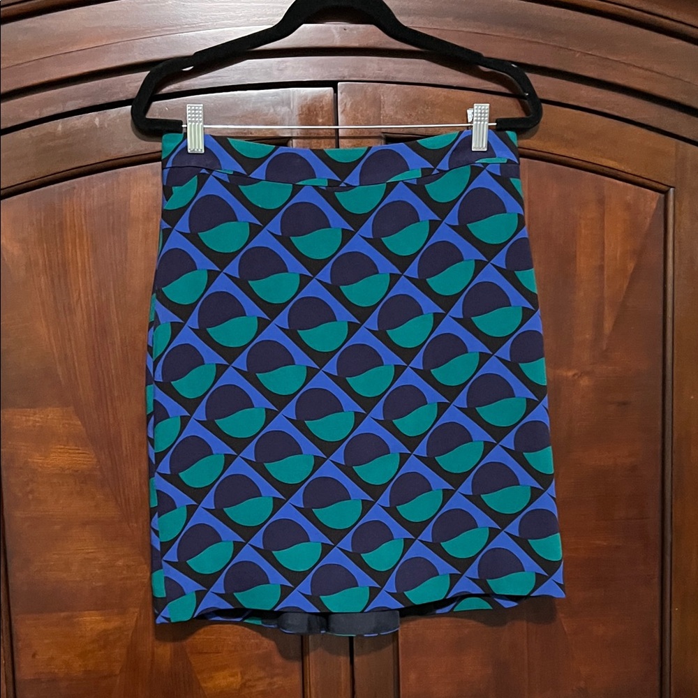 Marc By Marc Jacobs Blue and Green Geometric Mini Skirt Size 6